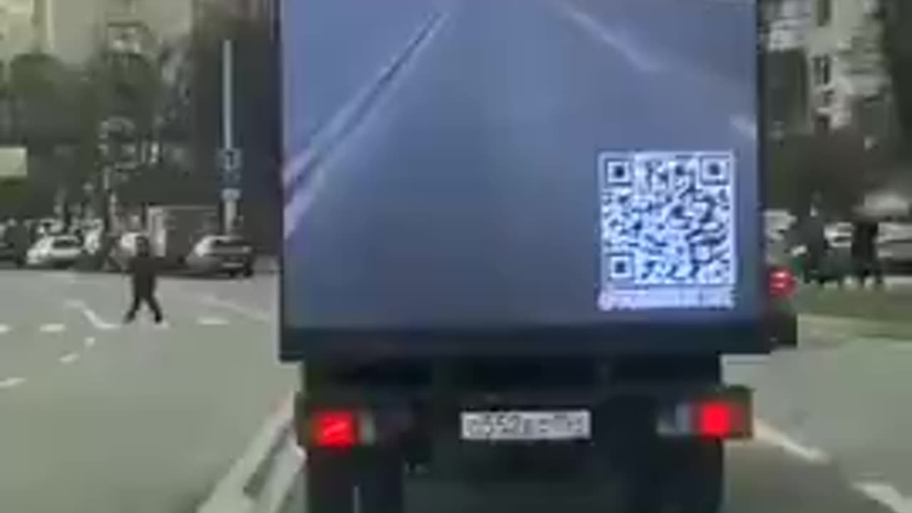 A truck with a visual screen and camera in Moscow, Russia