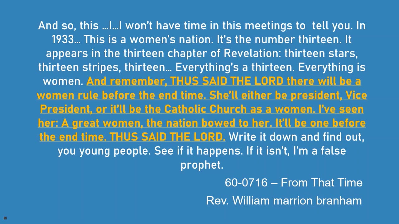 William Branham's 6th vision come true // Prophecy was fulfilled // End time message.