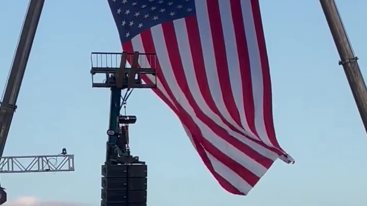 American flag just went up in Butler, Pennsylvania in preparation for Trump’s rally Saturday!