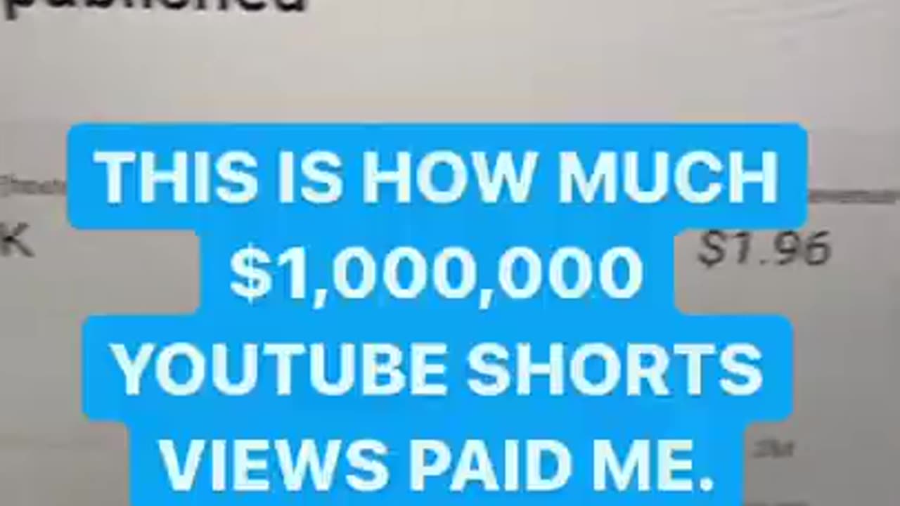 How Much Money 1,000,000 YouTube Shorts Views Pays #shorts