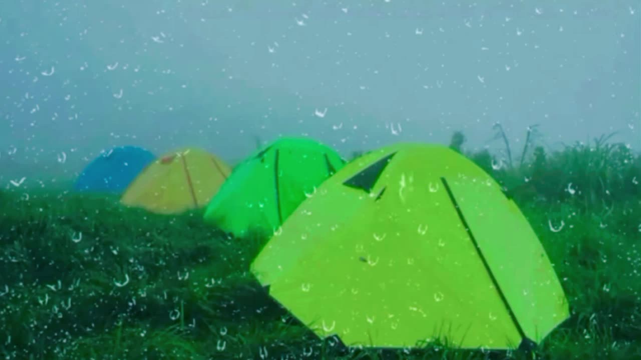 Soothing rainfall on tent 🌧 ⛺️