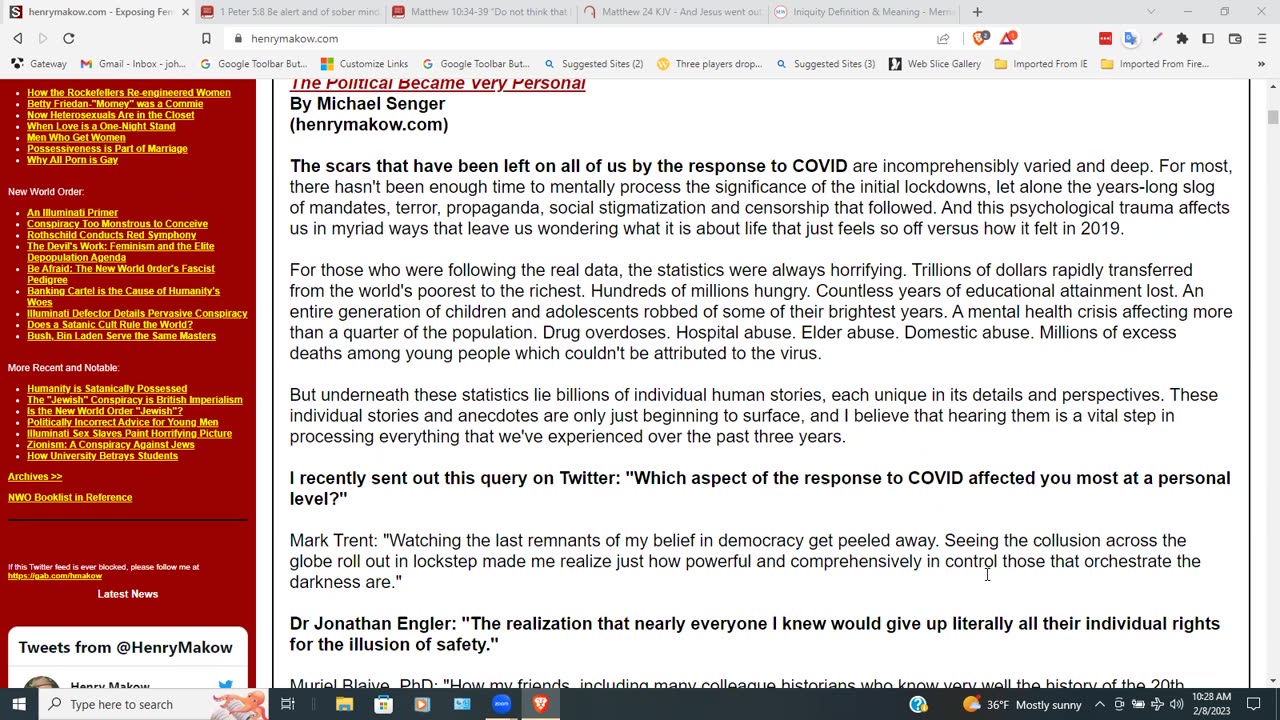 Examining the Personal Cost of the Covid Scam over the Last 3 Years