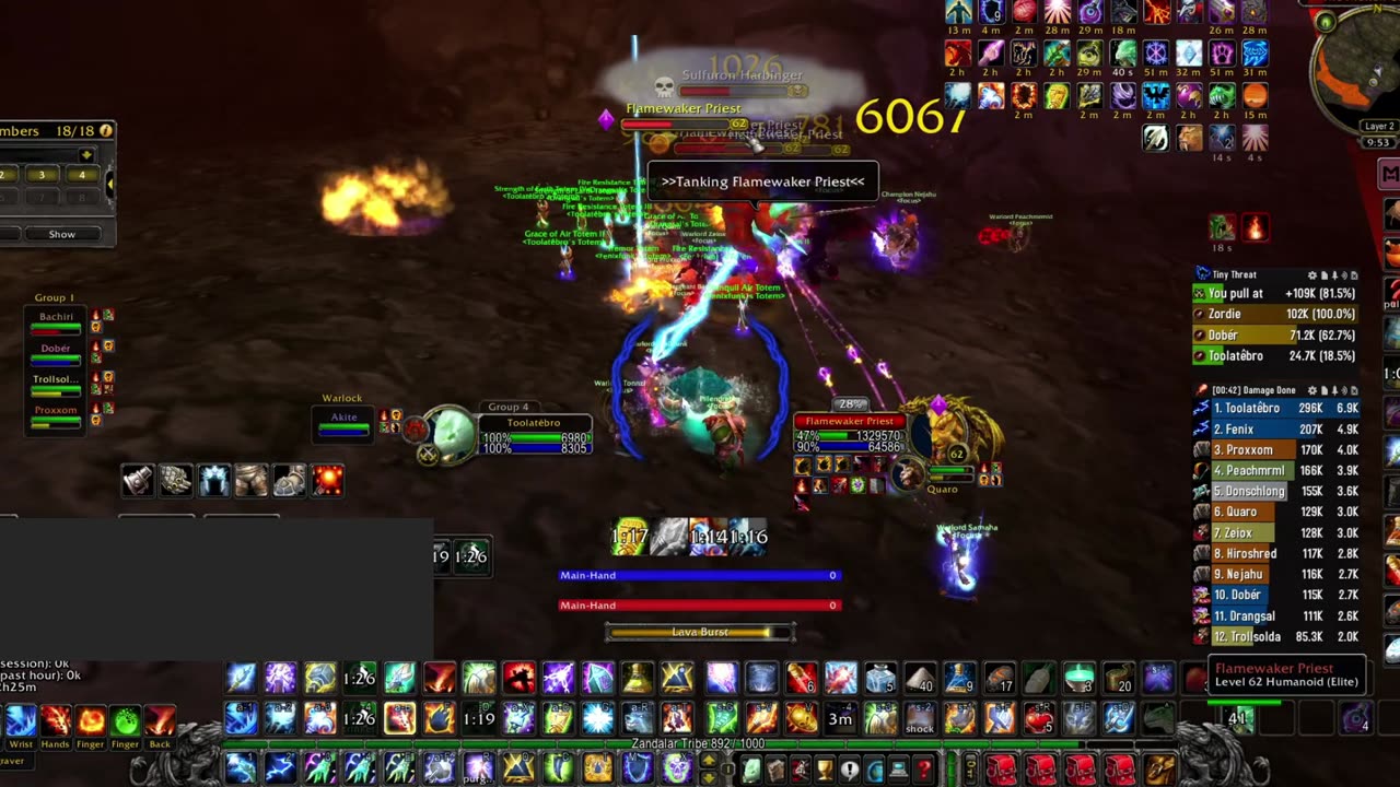 Sulfuron WoW classic SoD Ele Shaman Molten Core boss fight - Gameplay – 2500 dps. Gearscore 1010