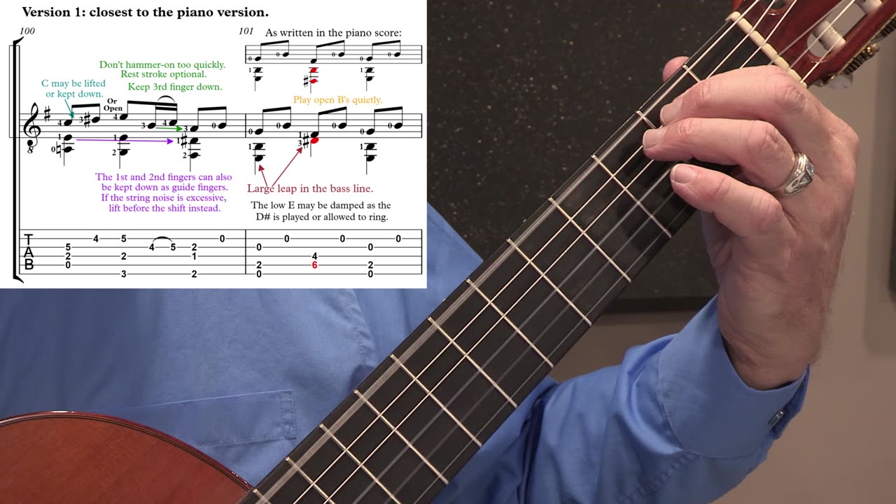 Technique Left-Hand, Part II (slow section). Video 55: m100-103, Version #1