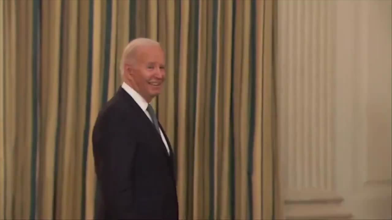 Biden smiles when asked whether Trump is now a "political prisoner" in the United States.