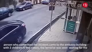Footage showing the moments terrorist enters Azerbaijani embassy
