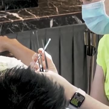 Ear cleaning massage, relaxation ASMR massage with beautiful staff #shorts