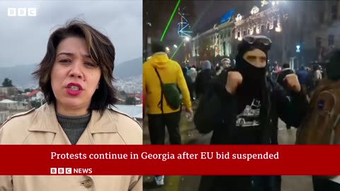 Protests continue in Georgia after EU bid suspended | BBC News