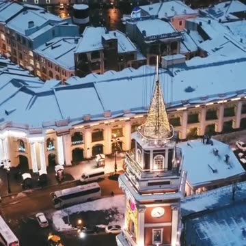 Аэрофотоснимок Невского проспекта у Казанского собора. Санкт-Пьетробурго.