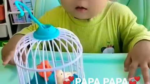 Funny baby saying papa amazing moment