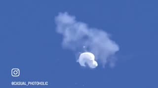 First close-up video of the Chinese spy balloon being #ShotDown