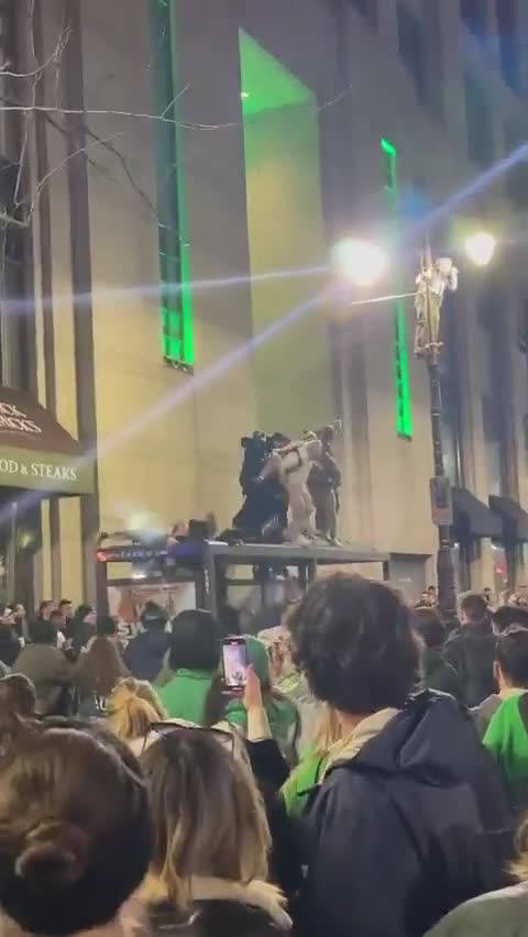 THE EAGLE HAS CRASH LANDED! Multiple Eagles Fans Crash Through Bus Stop During Celebration