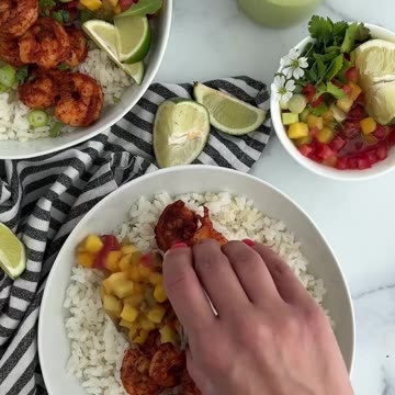 Blackened Shrimp with Cilantro Lime Dressing and Mango Salsa