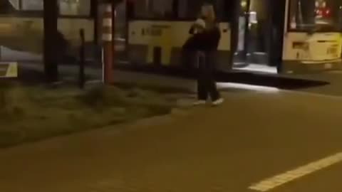 train rams a bus