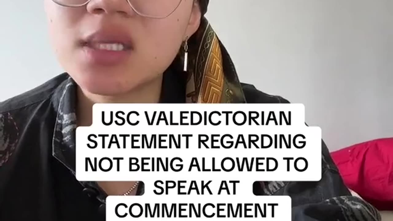 USC Valedictorian statement regarding not being allowed to speak at commencement