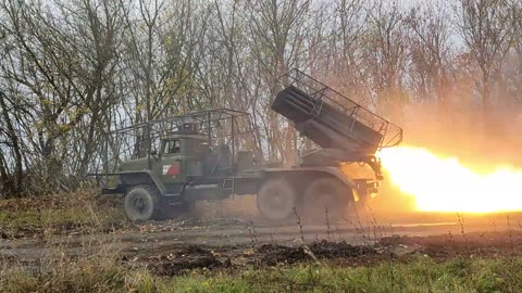 Calculations Combat work of the MLRS Grad calculation in the border area of the Kursk region