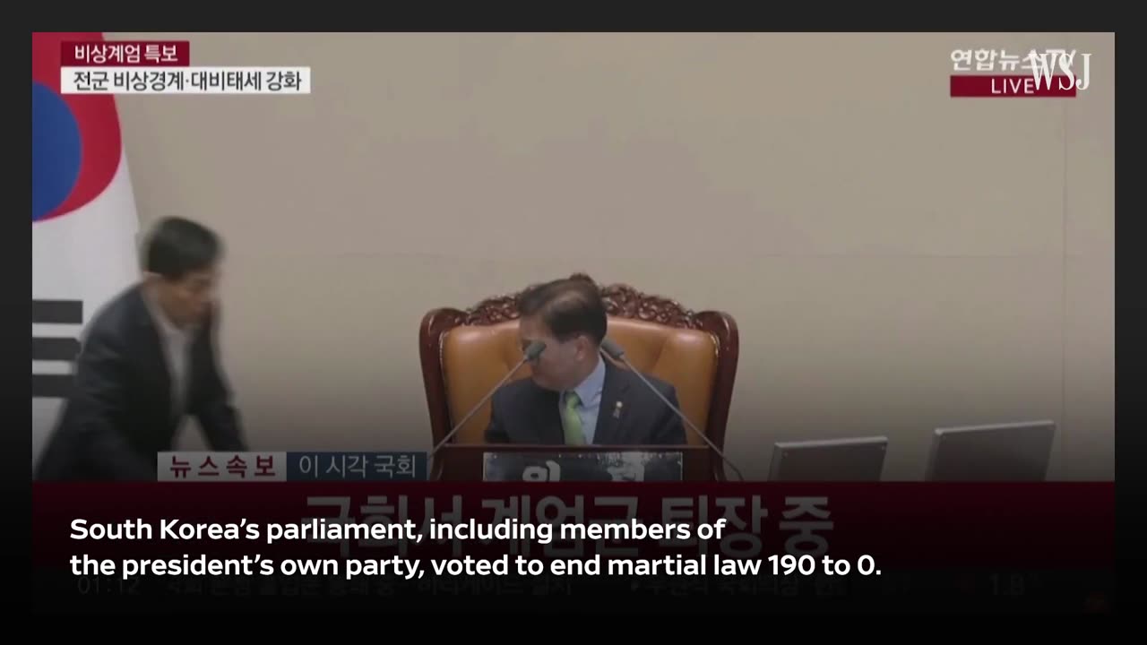 🚨South Korea Votes to End Martial Law Hours After President Declares it.