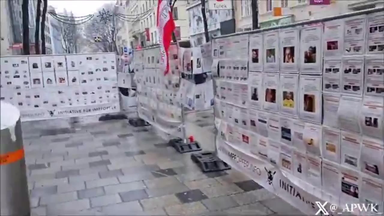 A gallery dedicated to jabbed victims in Vienna
