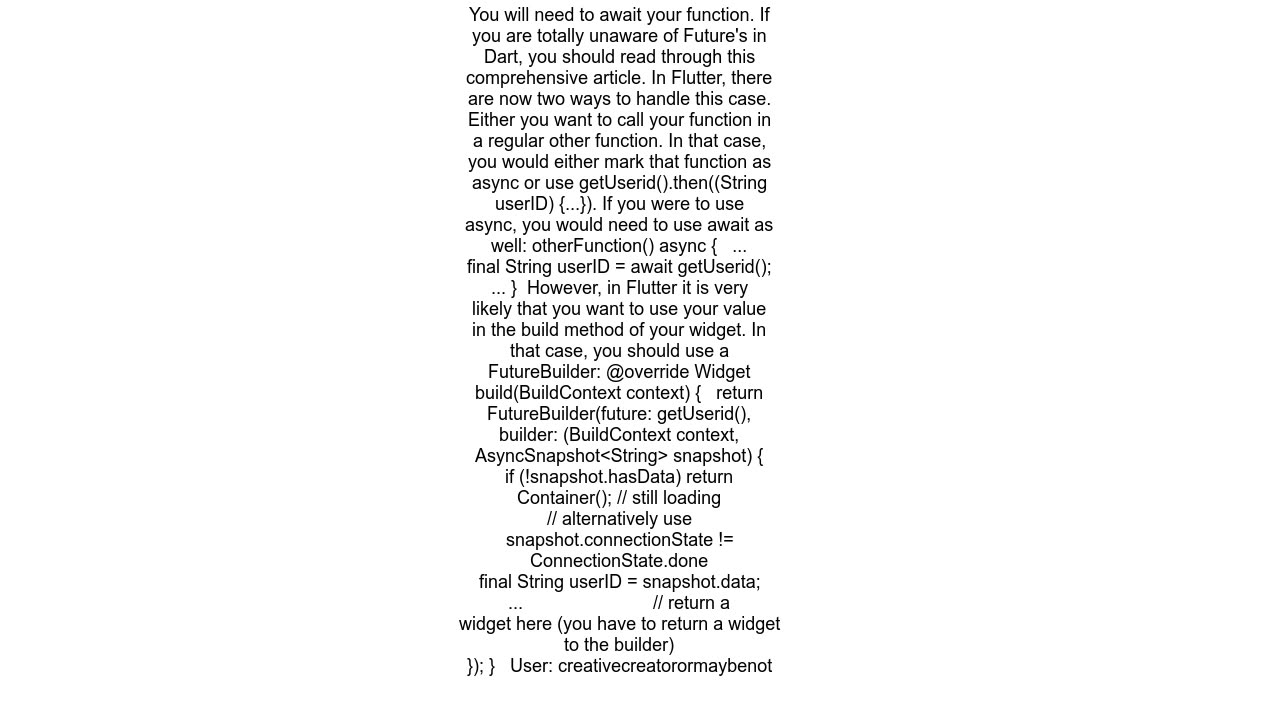 type 39FutureltStringgt39 is not a subtype of type 39String39 in type cast in flutter