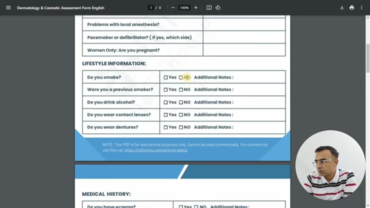 #free Cosmetic Surgery Assessment Form - NiftyHMS #cosmeticsurgery