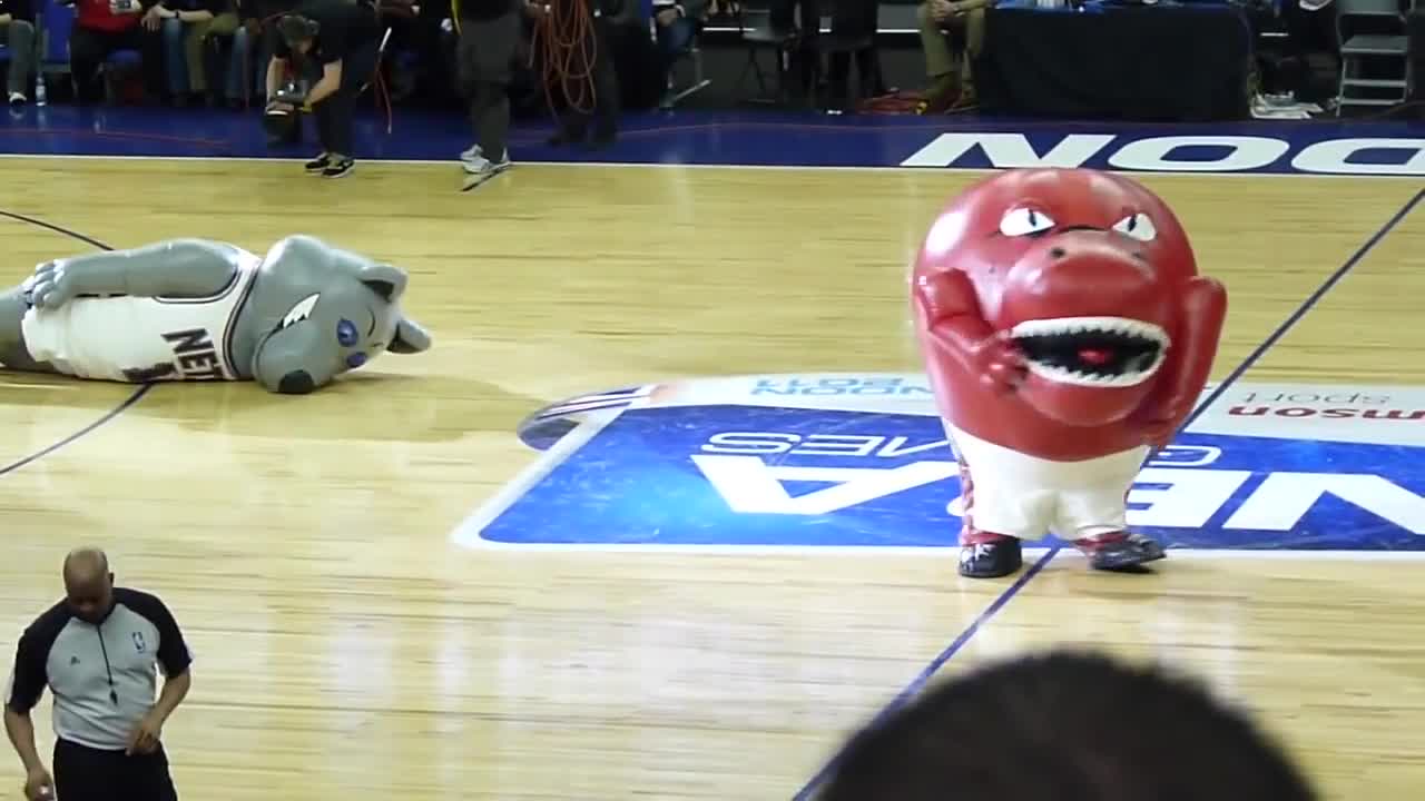 Toronto Raptors mascot eating cheerleader - FUNNY!