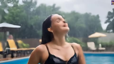 Very Beautiful AI Model Nysa Photoshoot In Swimming Pool - AIWomenWorld