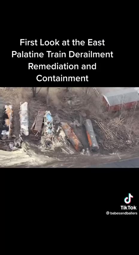 A first look at the East Palestine, Ohio train derailment since the fire was put out.
