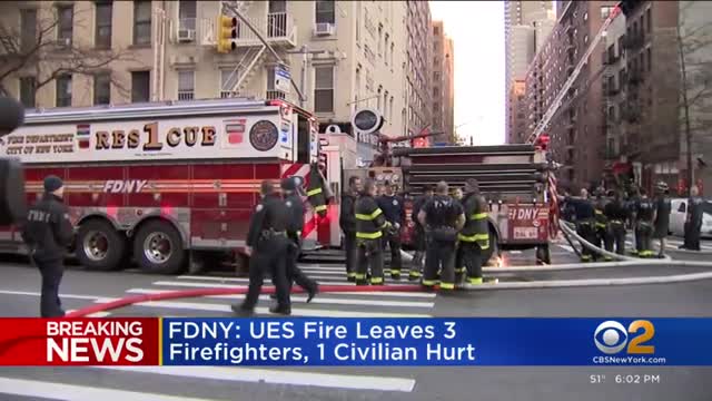 FDNY: 3 firefighters hurt in Upper East Side