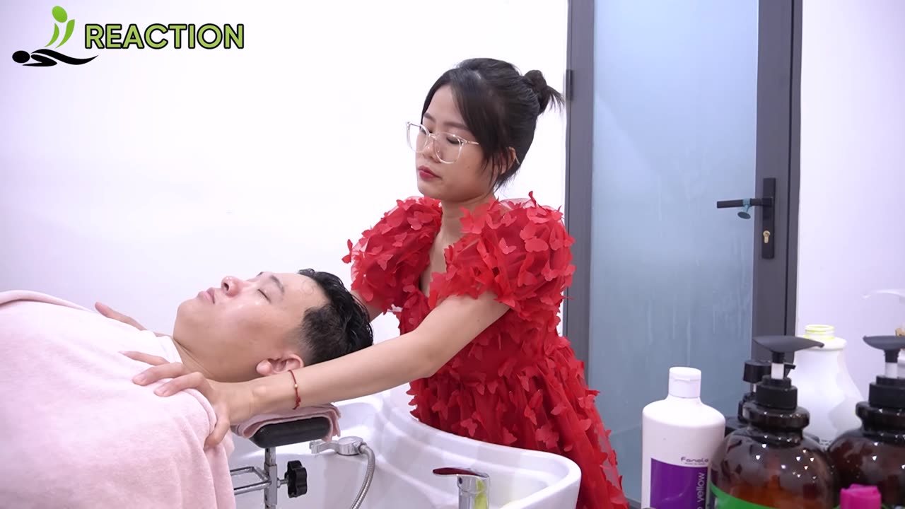Washing my hair relaxes and helps me circulate blood to my brain
