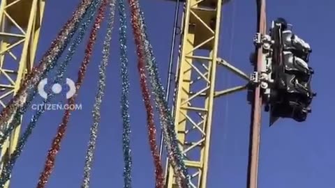 Roller Coaster Car Stopped on Track at Six Flags