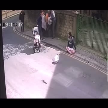 Coward who attacks an elderly man in Keighley is served instant karma by the public.