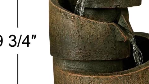 Rustic Zen Tabletop Water Fountain - 3-Tier Faux Stone Design