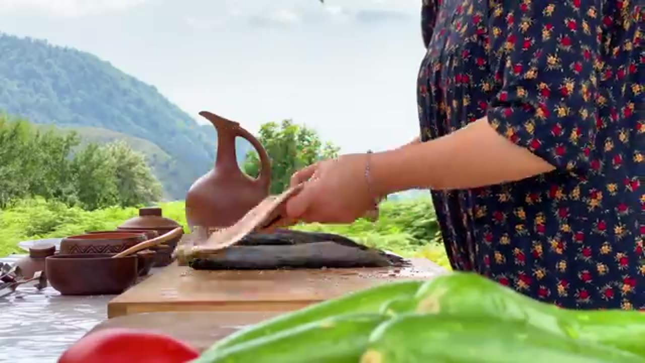 Caught and Cooked TROUT in Mountain River! My wife was satisfied with this recipe