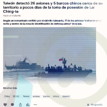 Taiwán detectó 26 aviones y 5 barcos chinos cerca de su territorio