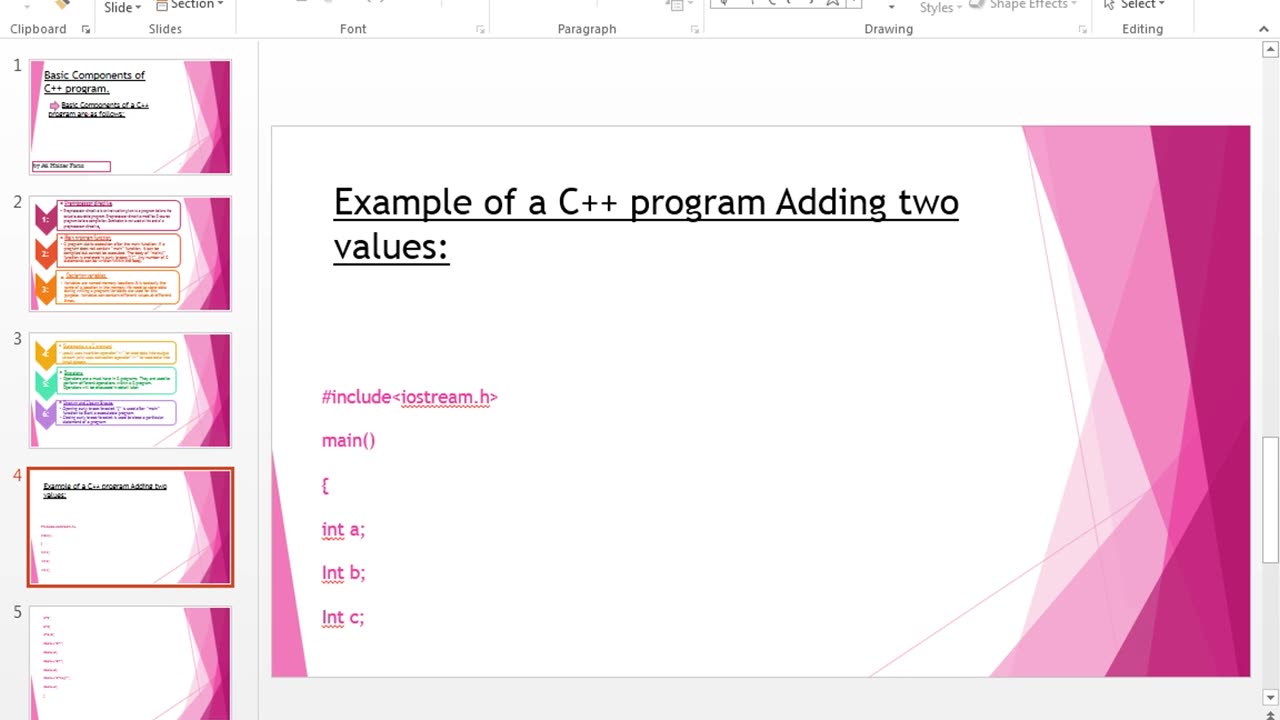 Basic Components of a C++ Program