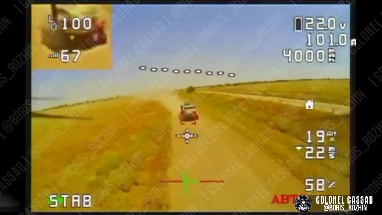 Russian automatic target acquisition system on a Mikrob-10 drone against a Ukrainian armored vehicle