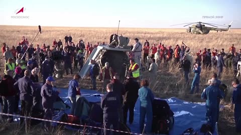 Russo-American ISS space crew's capsule lands in Kazakh steppe