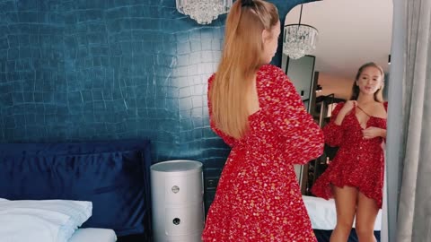 4K Red Sundress Try On |Transparent Try On Haul 2024 with Rapunzel 