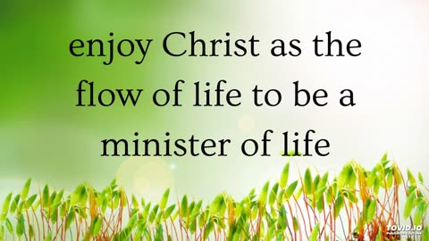 enjoy Christ as the flow of life to be a minister of life