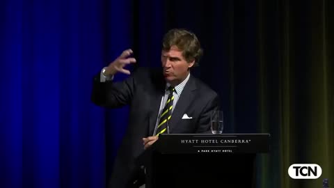 TUCKER CARLSON - in Australia LAME-STREAM-MEDIA puppet asks STUPID question