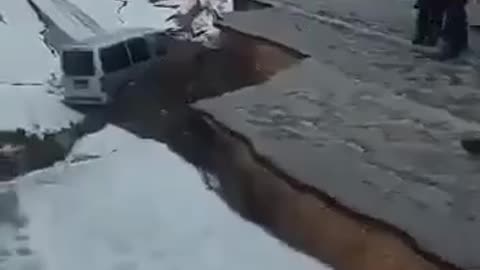 Roads completely destroyed from the Earthquake