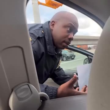 Police car jack old woman on the road