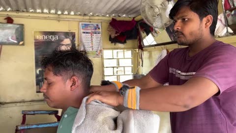 Roadside barber Intense Head Massage _ Indian Massage