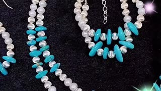 GN-20241204-04 High Quality Natural Pearl Set Turquoise Premium Women's Necklace Earrings Bracelet