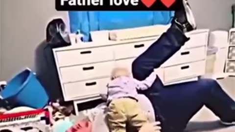 Father's love ,,cute baby wrestling his daddy 🔥❤️‍🔥