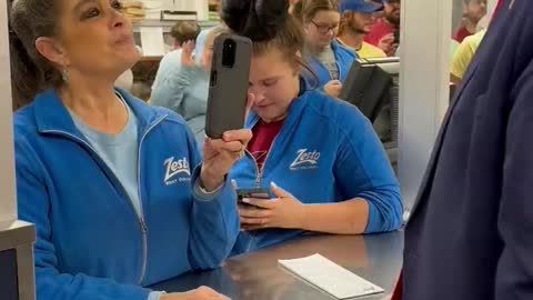 Worker at Zesto in Columbia, South Carolina says a prayer over Donald Trump