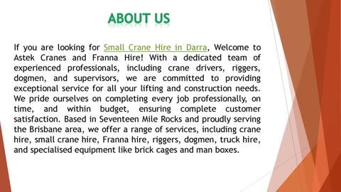 If you are looking for Small Crane Hire in Darra