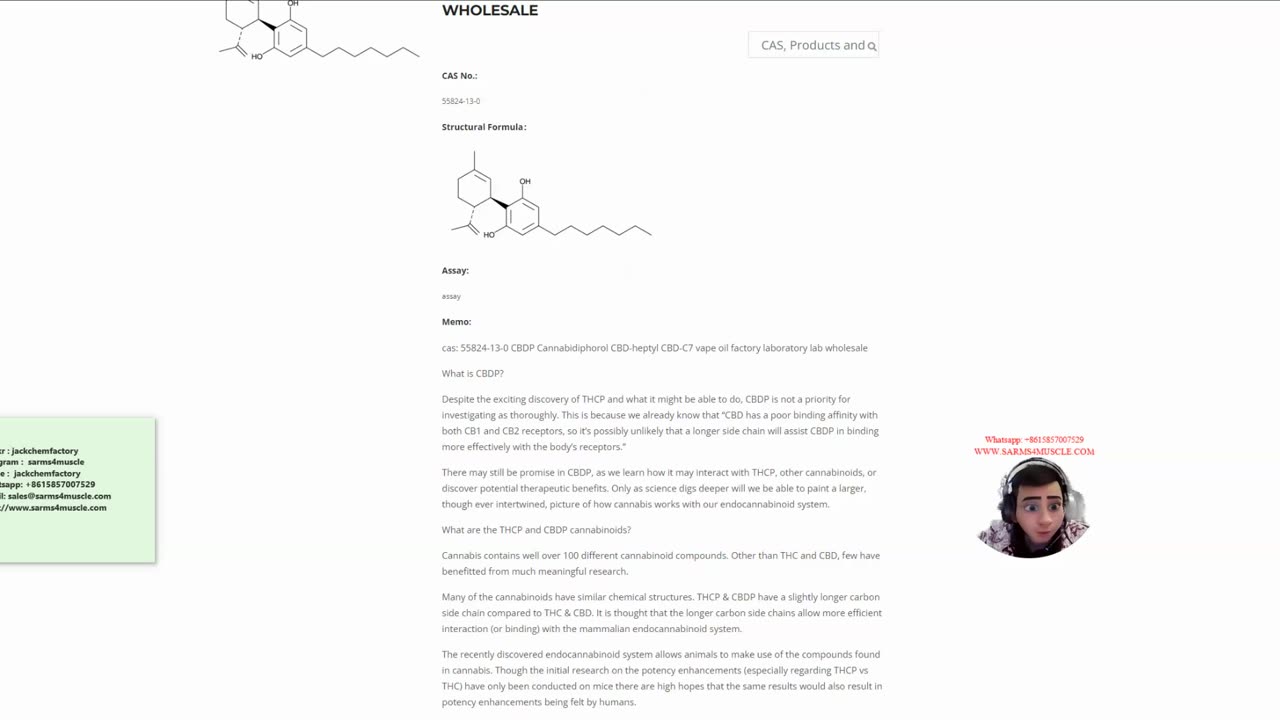 cas: 55824-13-0 CBDP Cannabidiphorol CBD-heptyl CBD-C7 vape oil electronic cigarette