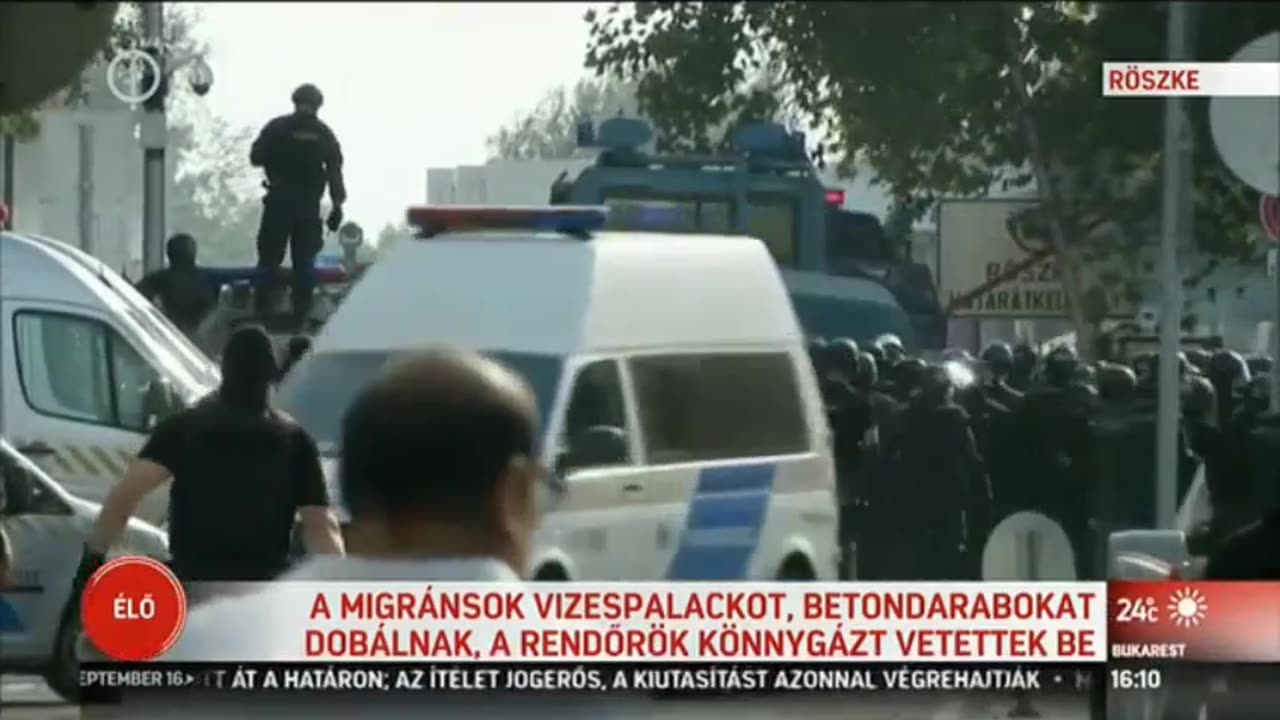 Zavargások a Röszke-Horgos határátkelőn (M1 - Ma délután 2015-09-16. 16:09)