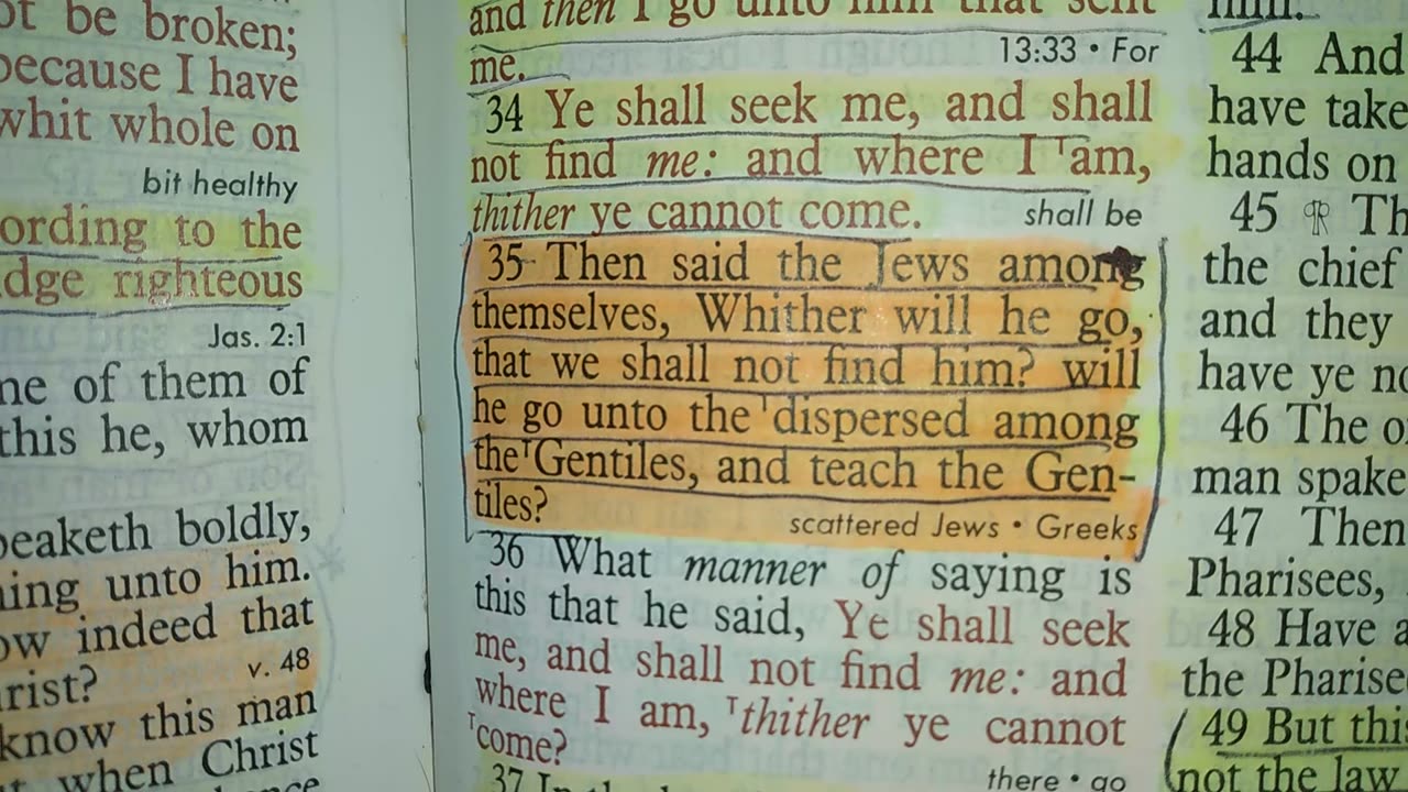 JOHN 7:35-DISPERSED(SCATTERED JEWS-ISRAELITES) AMONG THE GENTILES.